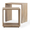 Alanna Square Light Brown Solid Wood Nesting Accent Tables - 26L x 19W x 26.5H