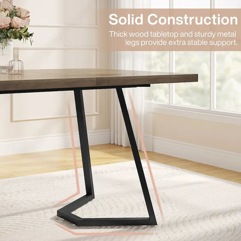 Modern Dining Dinner Table, 55 Inches Dining Room Table for 4-6 People