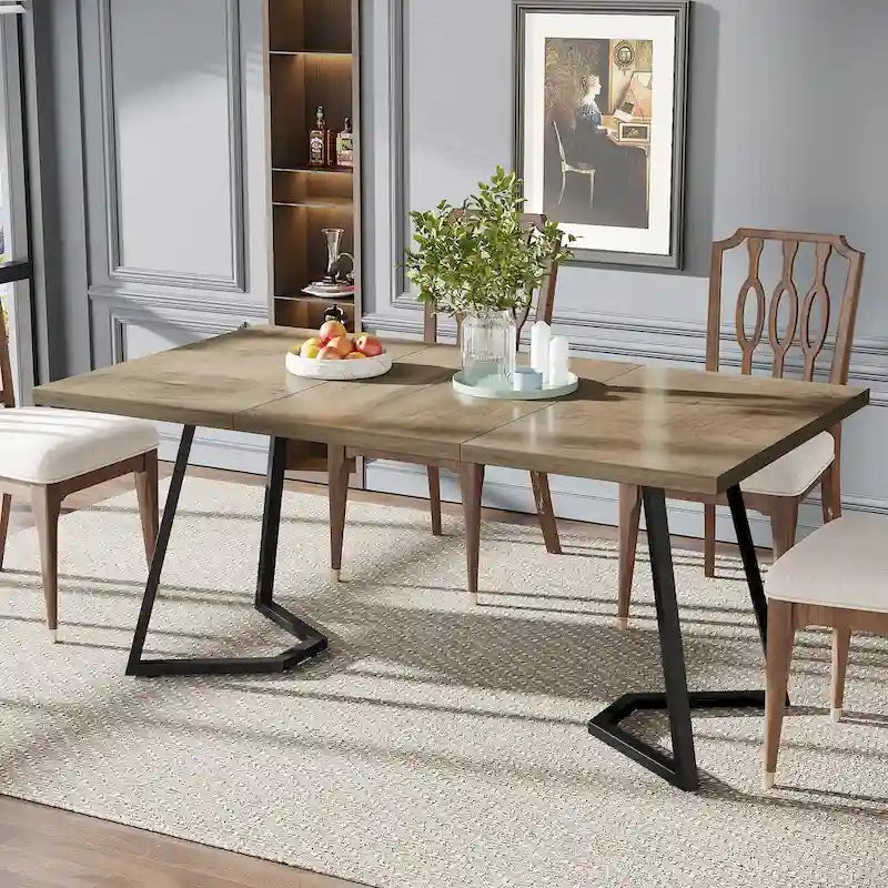 Modern Dining Dinner Table, 55 Inches Dining Room Table for 4-6 People