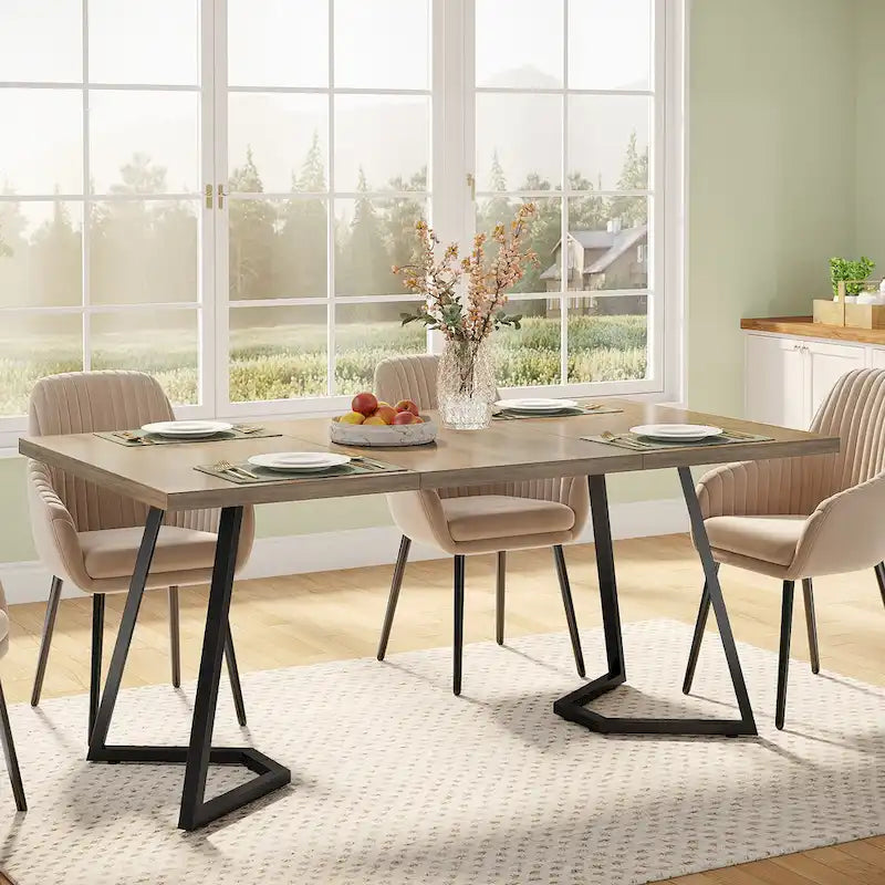 Modern Dining Dinner Table, 55 Inches Dining Room Table for 4-6 People
