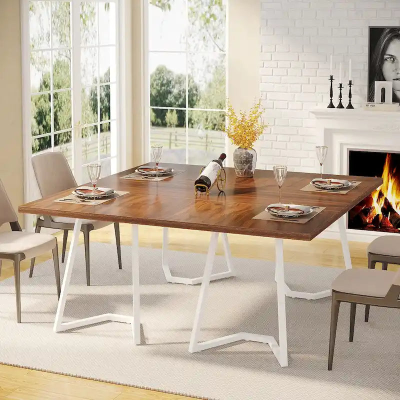 Modern Dining Dinner Table, 55 Inches Dining Room Table for 4-6 People