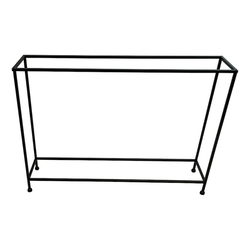 Aurelia 48 Inch Console Sofa Table, Artisanal Hammered Antique Bronze Tray Top, Industrial Black Iron Frame