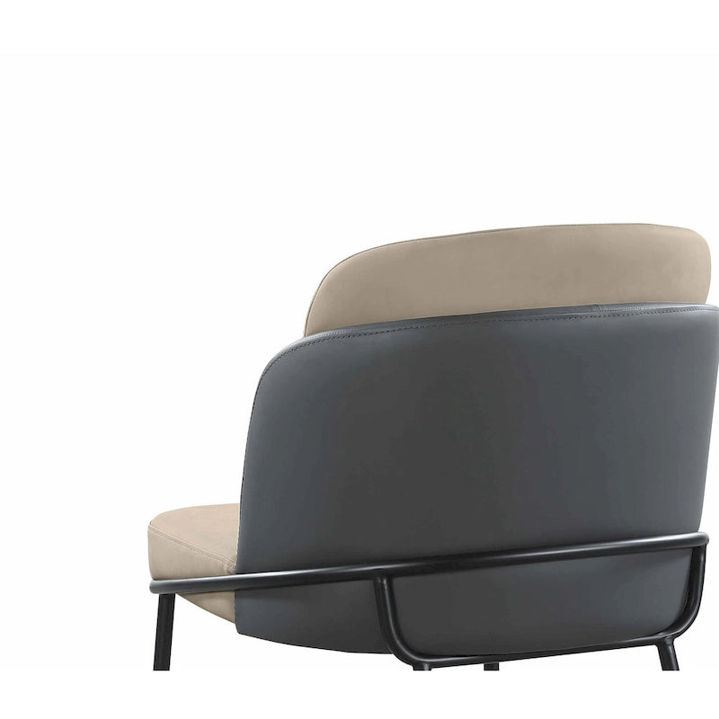 Somette Kimmy Two-Tone Gray Faux Leather Side Chair with Gold Accents, Set of 2 - Dining height