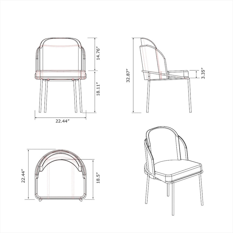 Somette Kimmy Two-Tone Gray Faux Leather Side Chair with Gold Accents, Set of 2 - Dining height
