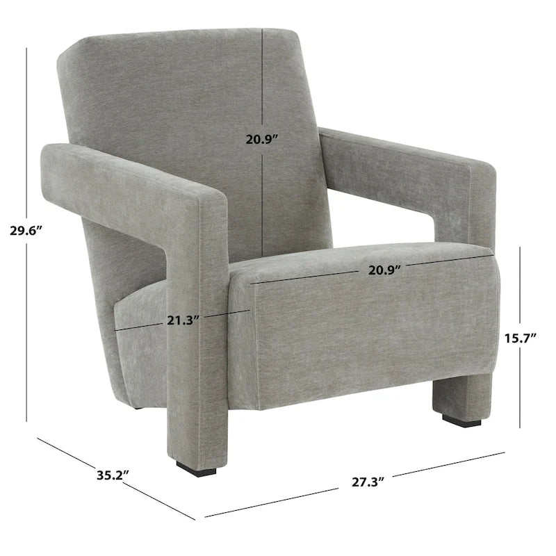 SAFAVIEH Couture Joffrette Modern Velvet Accent Chair - 27 In. W x 35 In. D x 30 In. H - 27Wx35Dx30H