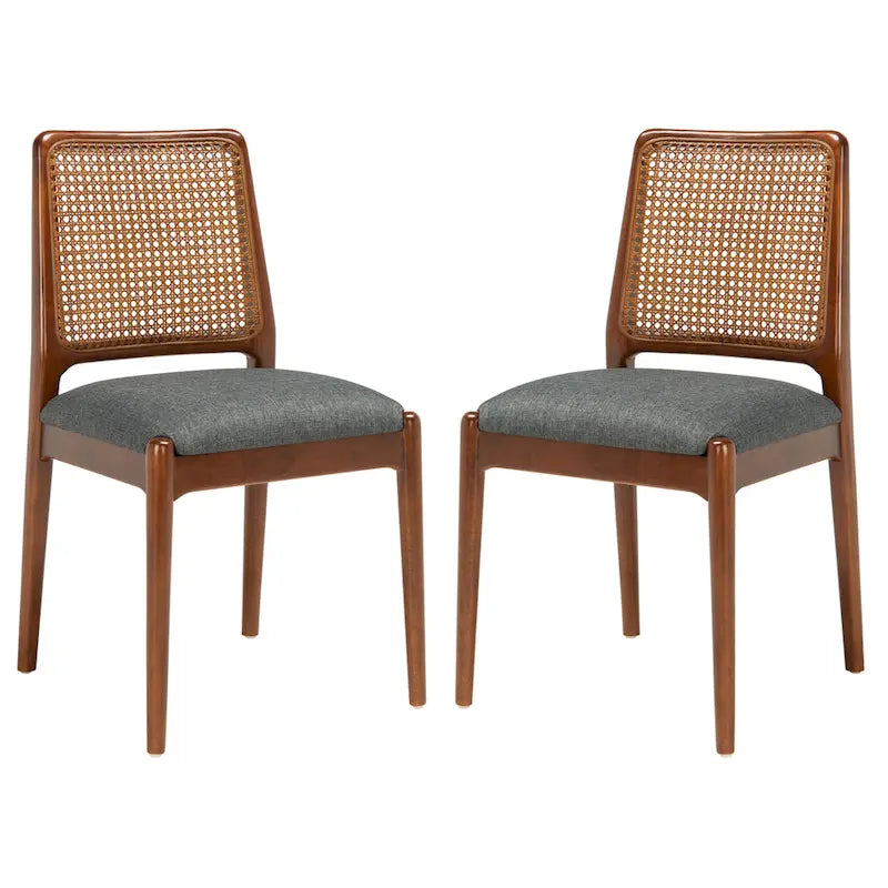SAFAVIEH Sylva Rattan Cushion Dining Chair (Set of 2) - 19 W x 17.5 L x 32 H - 19Wx18Dx32H