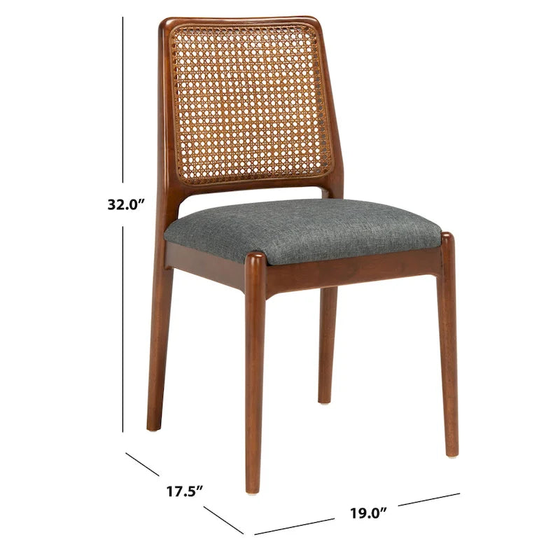 SAFAVIEH Sylva Rattan Cushion Dining Chair (Set of 2) - 19 W x 17.5 L x 32 H - 19Wx18Dx32H