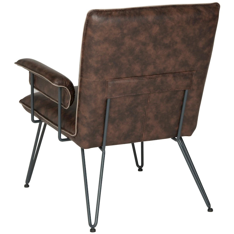 SAFAVIEH Idamae Mid-Century Modern Faux Leather Arm Chair - 29Wx28Dx33H
