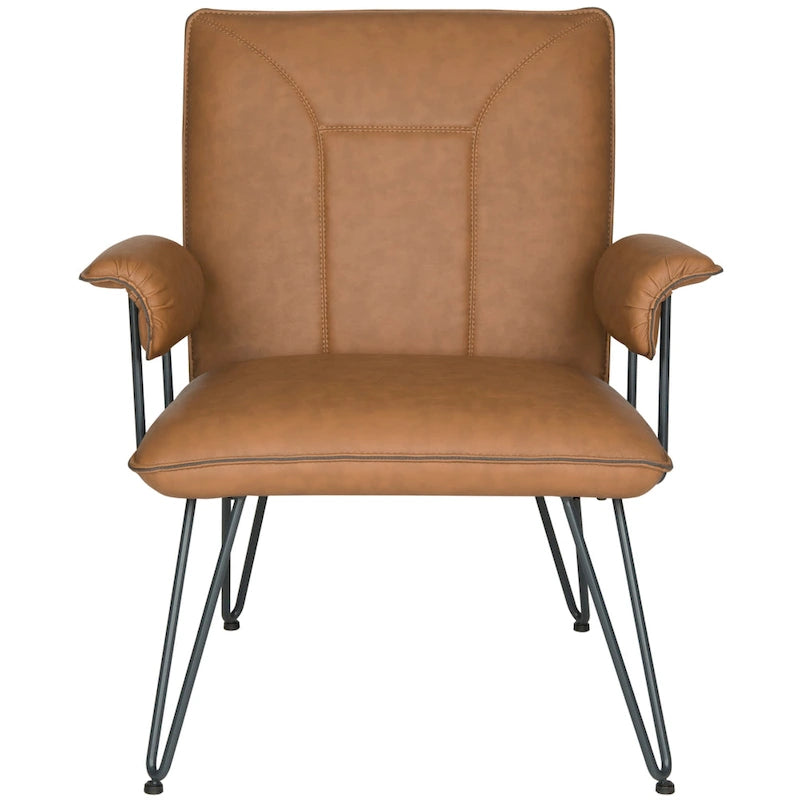 SAFAVIEH Idamae Mid-Century Modern Faux Leather Arm Chair - 29Wx28Dx33H