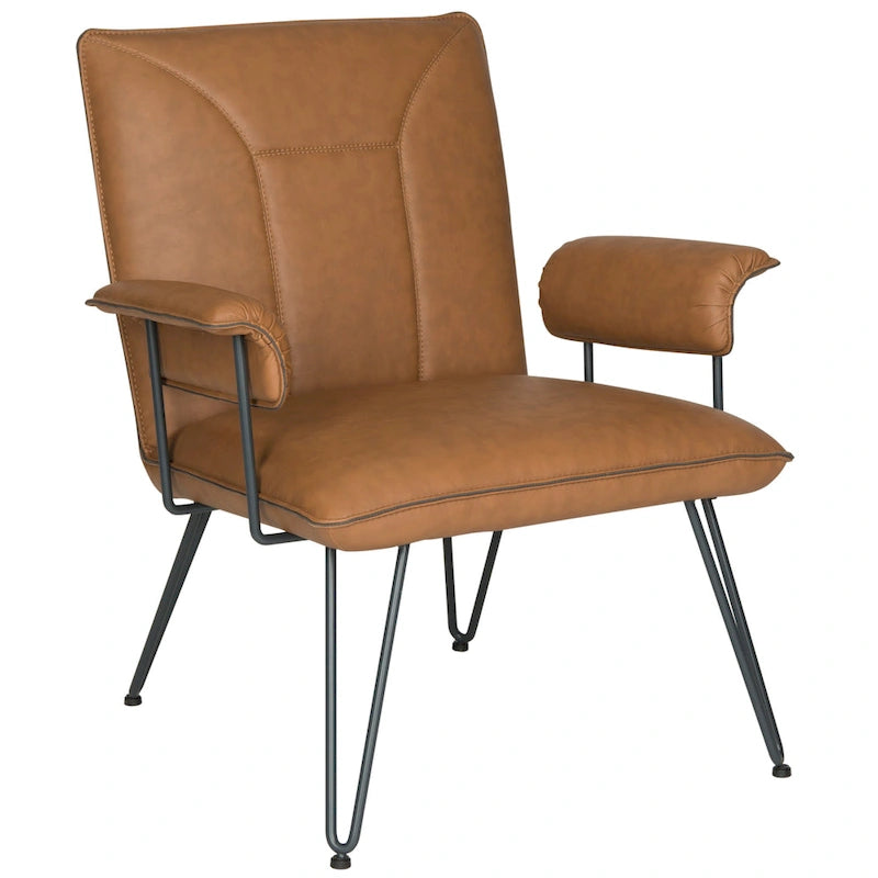 SAFAVIEH Idamae Mid-Century Modern Faux Leather Arm Chair - 29Wx28Dx33H