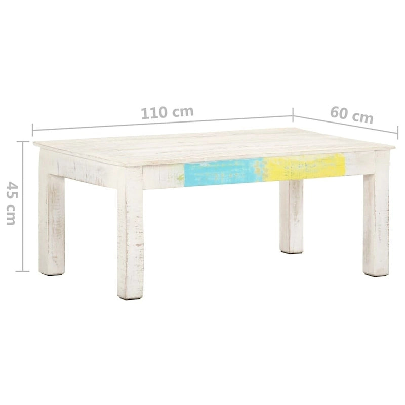 vidaXL Coffee Table White 43.3x23.6x17.7 Solid Mango Wood