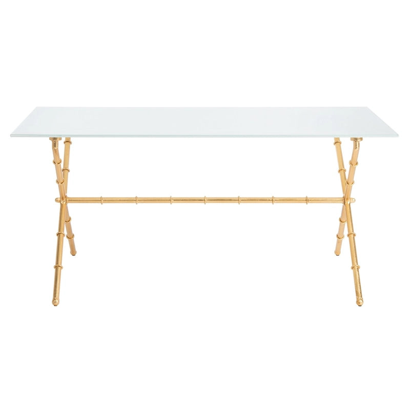 SAFAVIEH Treasures Jocelyn Bronze-Ish Silver/ Glass Top Accent Table - 37.4 x 19.7 x 17