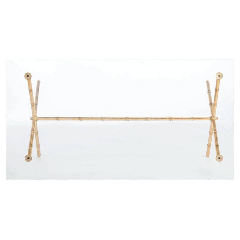 SAFAVIEH Treasures Jocelyn Bronze-Ish Silver/ Glass Top Accent Table - 37.4 x 19.7 x 17