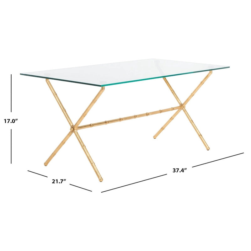 SAFAVIEH Treasures Jocelyn Bronze-Ish Silver/ Glass Top Accent Table - 37.4 x 19.7 x 17