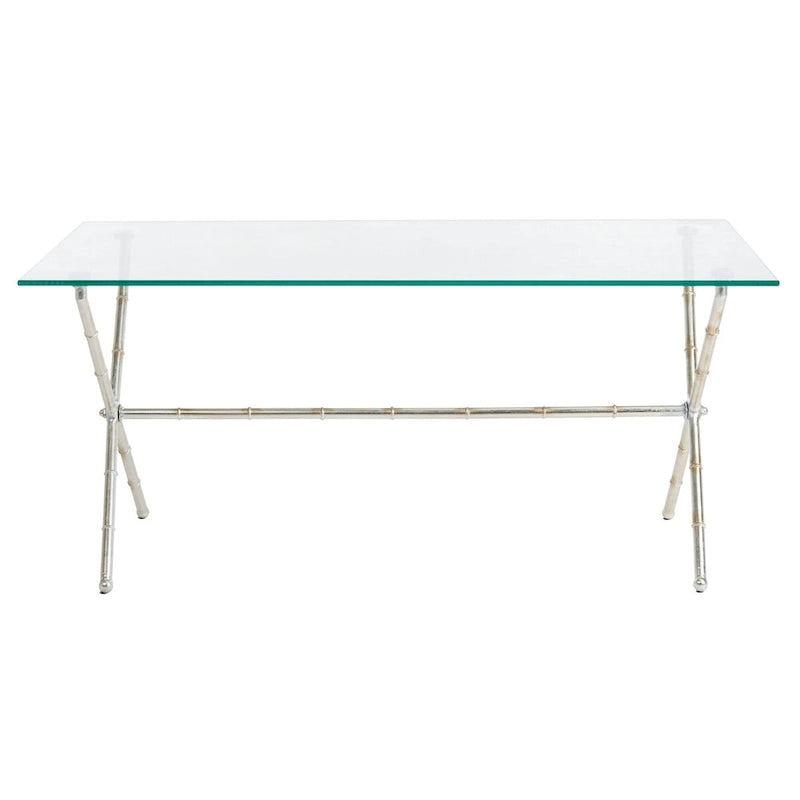 SAFAVIEH Treasures Jocelyn Bronze-Ish Silver/ Glass Top Accent Table - 37.4 x 19.7 x 17