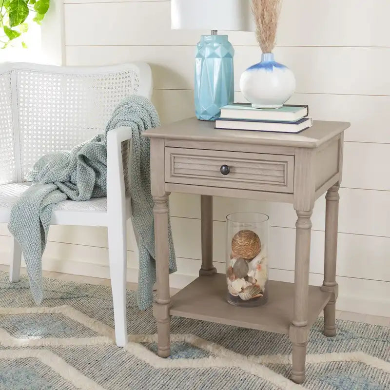 SAFAVIEH Eleanore 1-Drawer Lower Shelf Nightstand Accent Table - 19 W x 15.8 L x 26 H - 19Wx16Dx26H