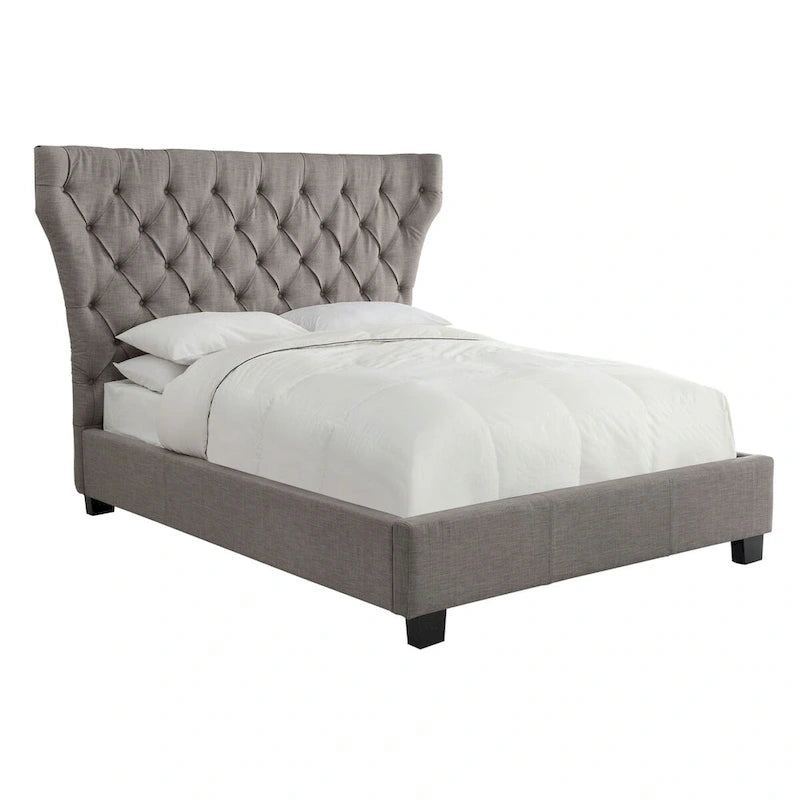 Melina Upholstered Footboard Storage Bed in Gray Linen