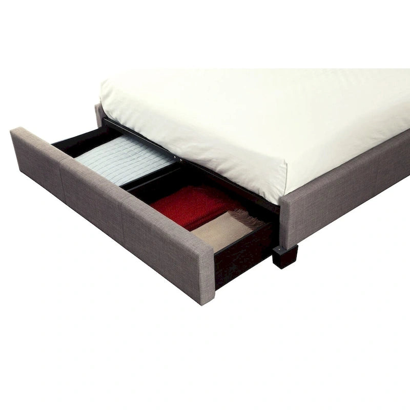 Melina Upholstered Footboard Storage Bed in Gray Linen