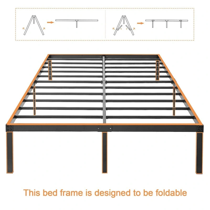 Javlergo 14 Inch Metal Platform Bed Frame, Heavy Duty Steel Slat/No Box Spring Needed