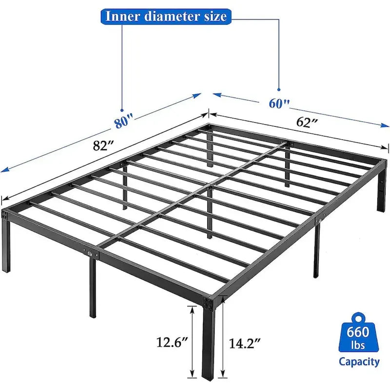 Javlergo 14 Inch Metal Platform Bed Frame, Heavy Duty Steel Slat/No Box Spring Needed