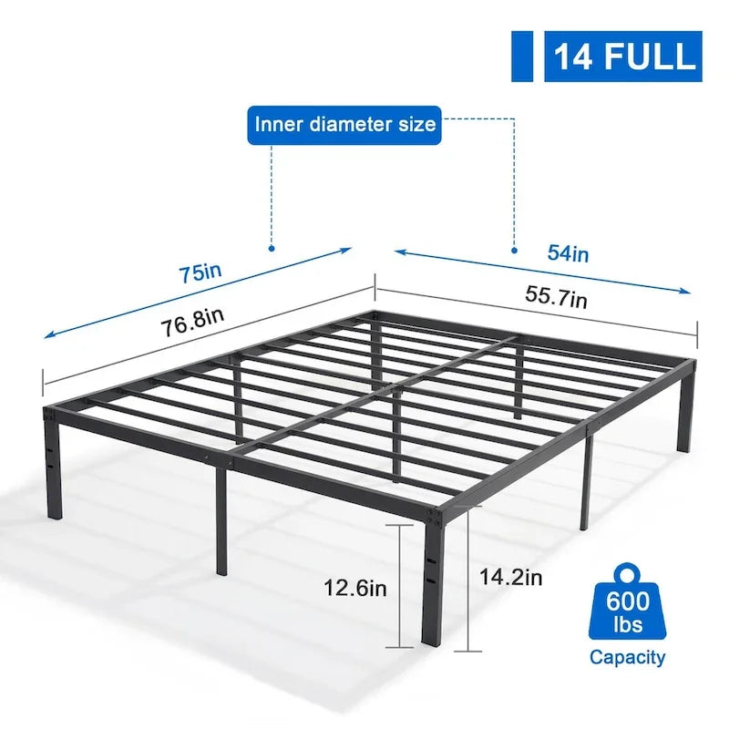 Javlergo 14 Inch Metal Platform Bed Frame, Heavy Duty Steel Slat/No Box Spring Needed