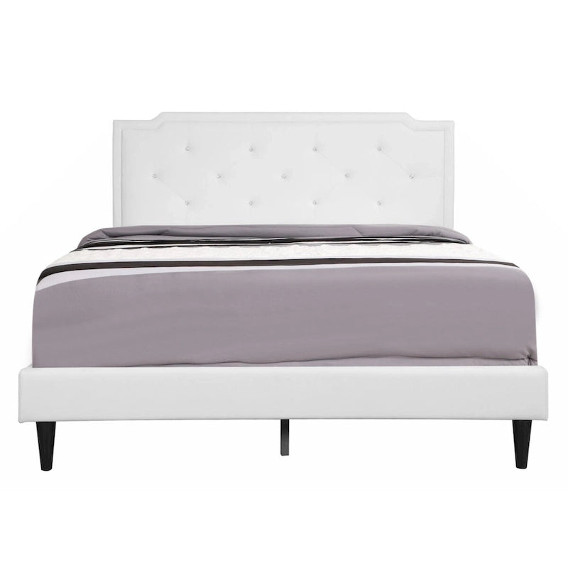 White PU Platform Bed, Queen Size