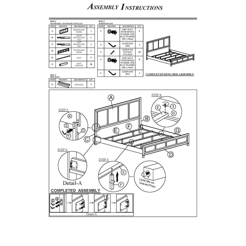 Sea King Size Bed, Rustic Modern Design, Panel Headboard, Brown Wood