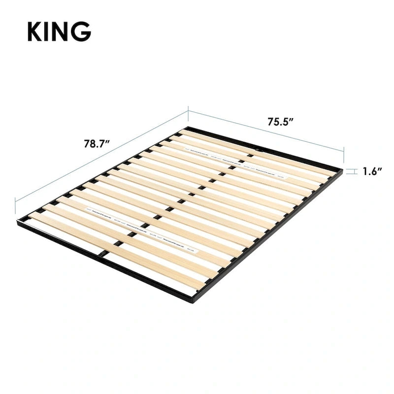 1.6 Inch Metal Bunkie Board with Wood Slats by Crown Comfort