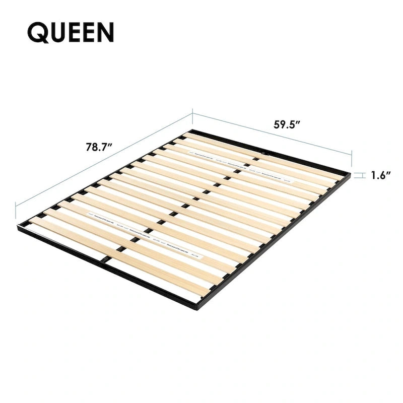 1.6 Inch Metal Bunkie Board with Wood Slats by Crown Comfort