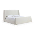 Mosi Queen Platform Bed, Wingback Headboard, White Boucle Fabric Upholstery