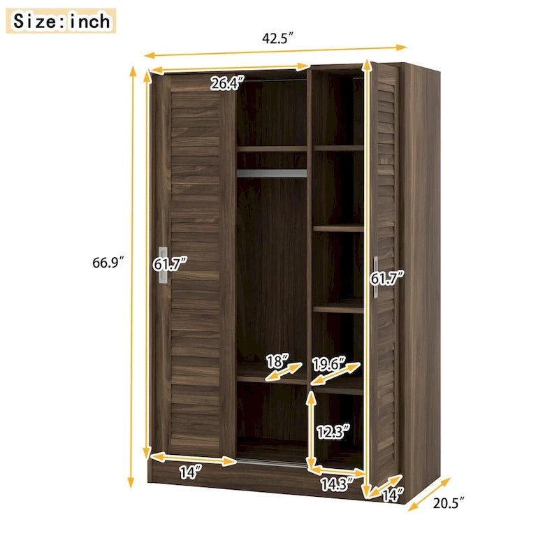 Nestfair 3-Door Shutter Wardrobe with Shelves