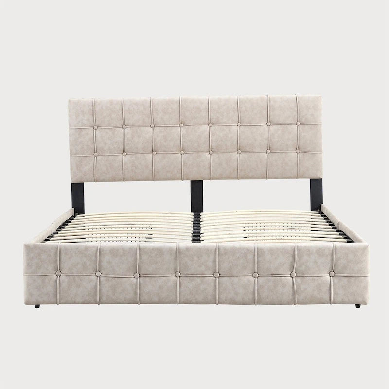 Full Size Platform Bed Frame with 4 Storage Drawers
