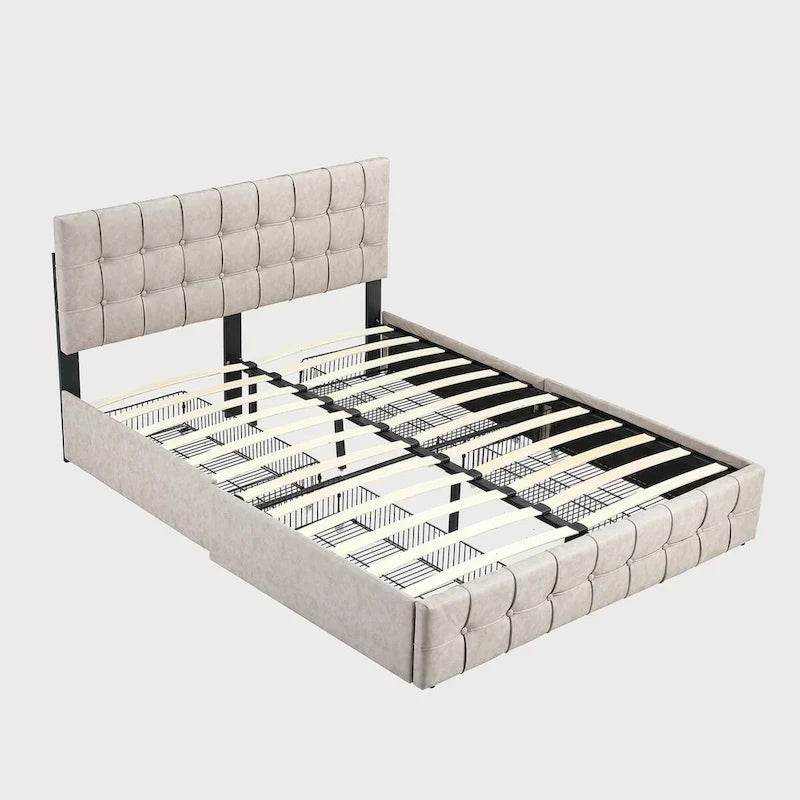 Full Size Platform Bed Frame with 4 Storage Drawers