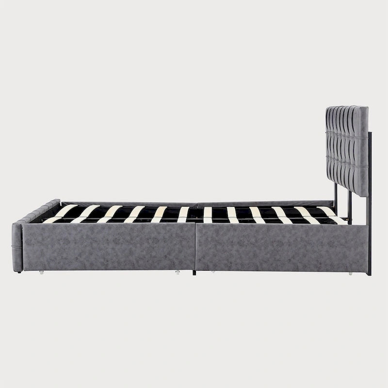 Full Size Platform Bed Frame with 4 Storage Drawers