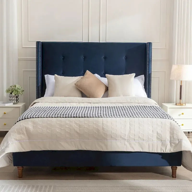 54 High Headboard Queen Peyton Upholstered Velvet Bed