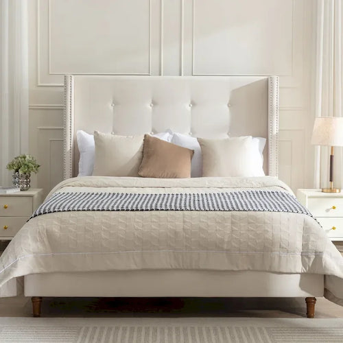 54 High Headboard Queen Peyton Upholstered Velvet Bed
