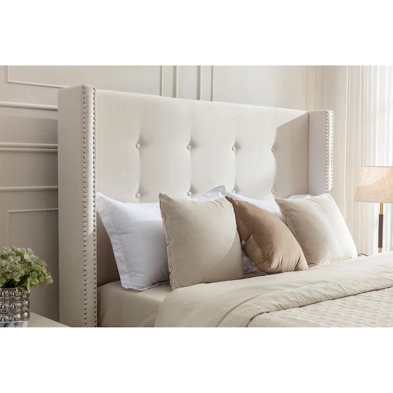 54 High Headboard Queen Peyton Upholstered Velvet Bed