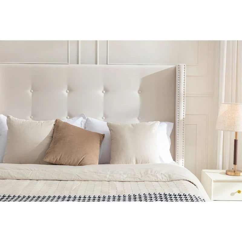 54 High Headboard Queen Peyton Upholstered Velvet Bed