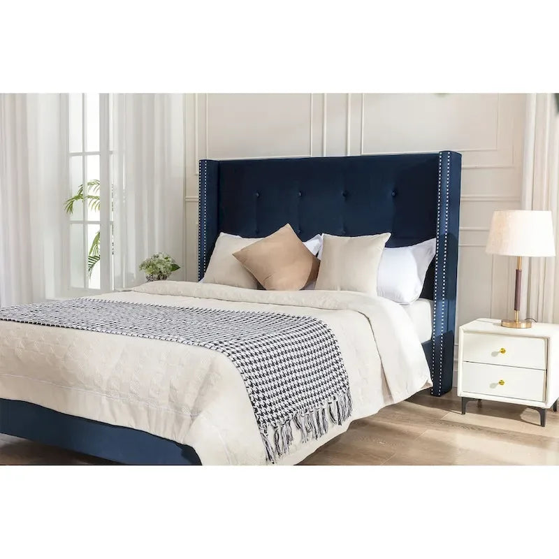 54 High Headboard Queen Peyton Upholstered Velvet Bed