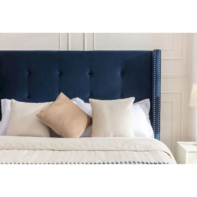 54 High Headboard Queen Peyton Upholstered Velvet Bed