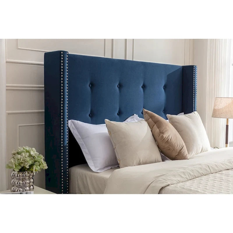54 High Headboard Queen Peyton Upholstered Velvet Bed