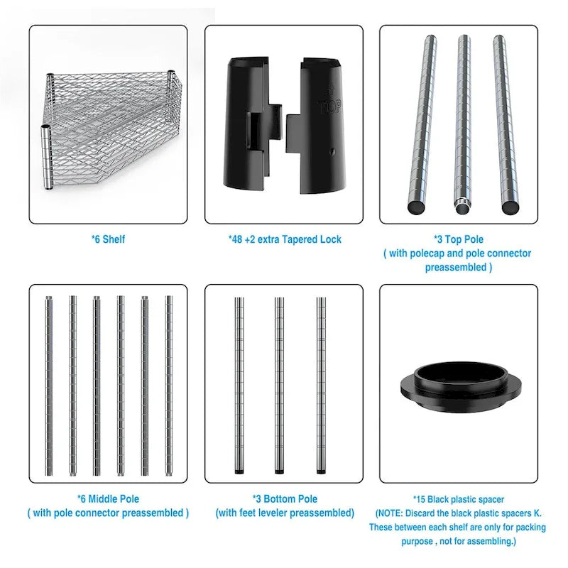 6 Tier Shelf Heavy Duty Free Standing Corner Storage Display Rack