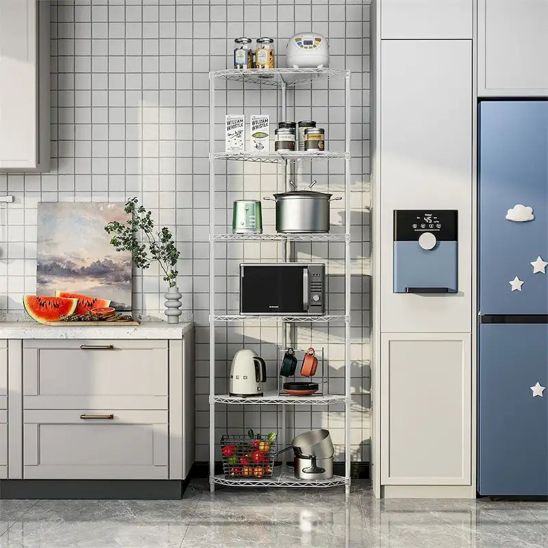 6 Tier Shelf Heavy Duty Free Standing Corner Storage Display Rack