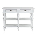 Rectangular Kitchen Island with 2 Drawers in White
