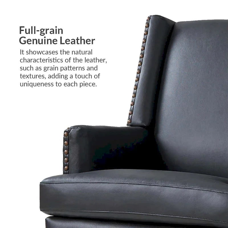 Lourdes Genuine Leather Armchair with Solid Wood Frame and Removable Seat Cushion,Set of 2 by HULALA HOME