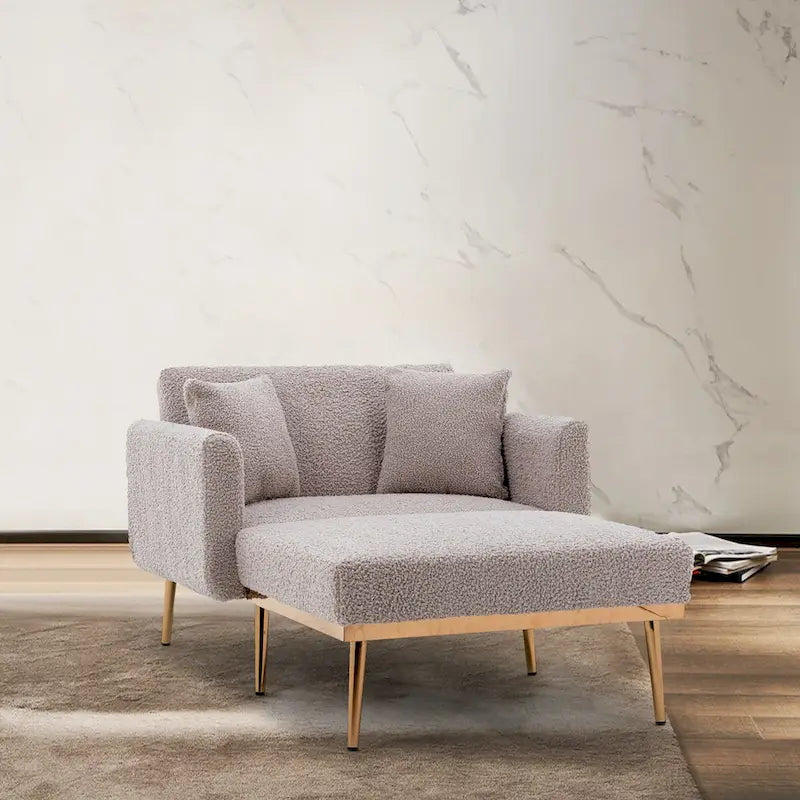 Chaise lounge chair/accent chair,Curved edges, padded with thick foam and upholstered with high-quality fabric