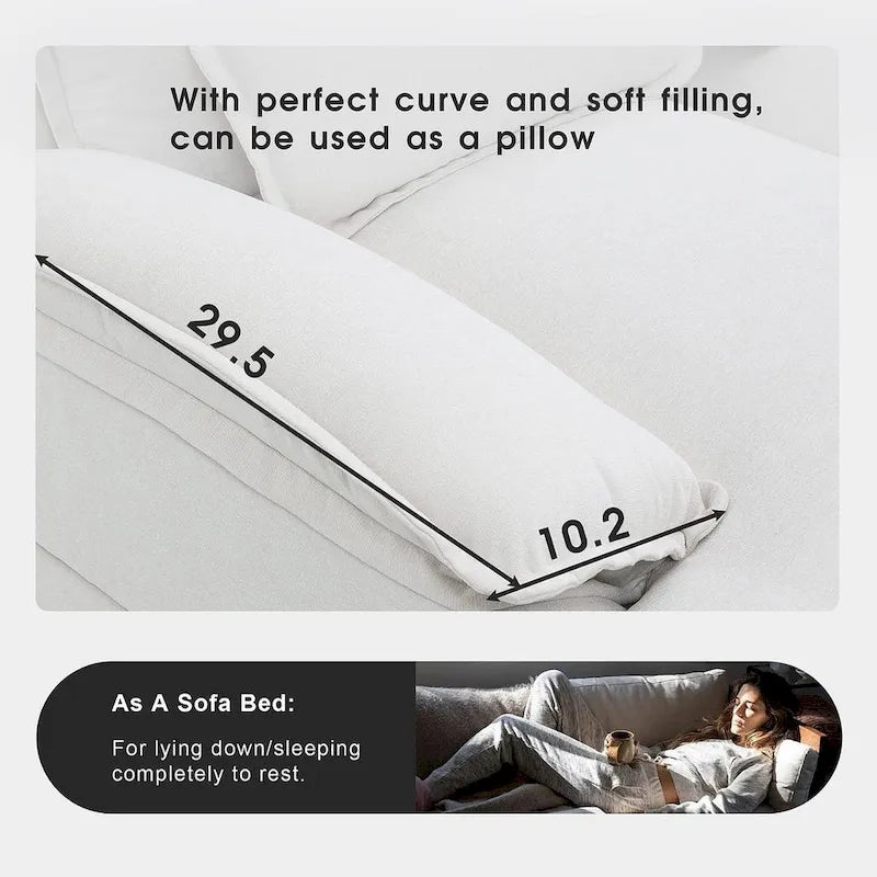 6-seat U-shaped Sectional Sofa, Sleeper Sectional with Waist Pillows for Living Room, Apartment