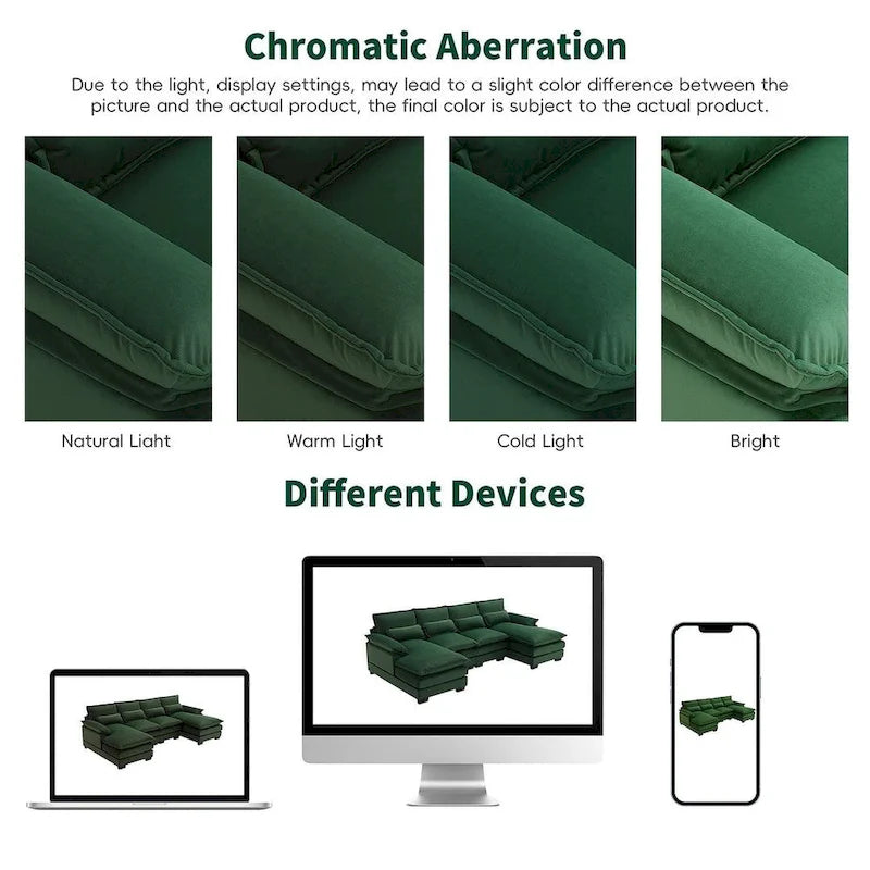 6-seat U-shaped Sectional Sofa, Sleeper Sectional with Waist Pillows for Living Room, Apartment