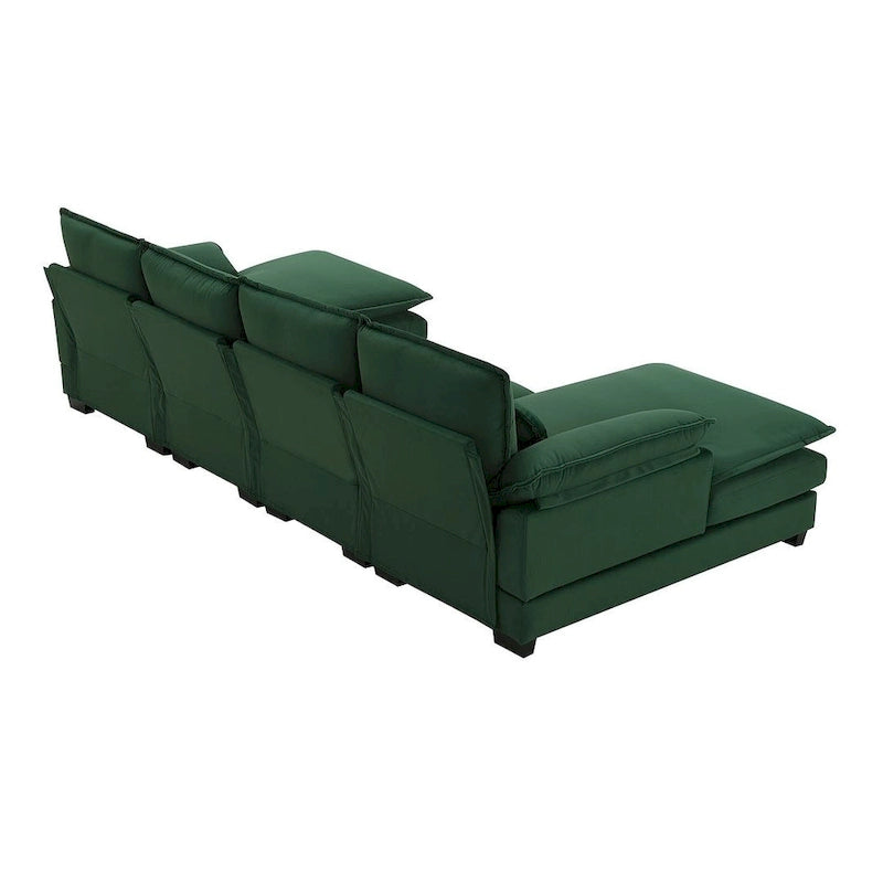 6-seat U-shaped Sectional Sofa, Sleeper Sectional with Waist Pillows for Living Room, Apartment