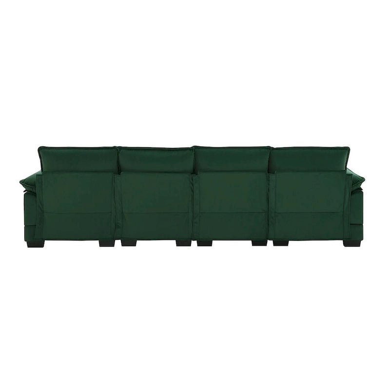 6-seat U-shaped Sectional Sofa, Sleeper Sectional with Waist Pillows for Living Room, Apartment